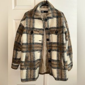 Wool plaid shirt jacket